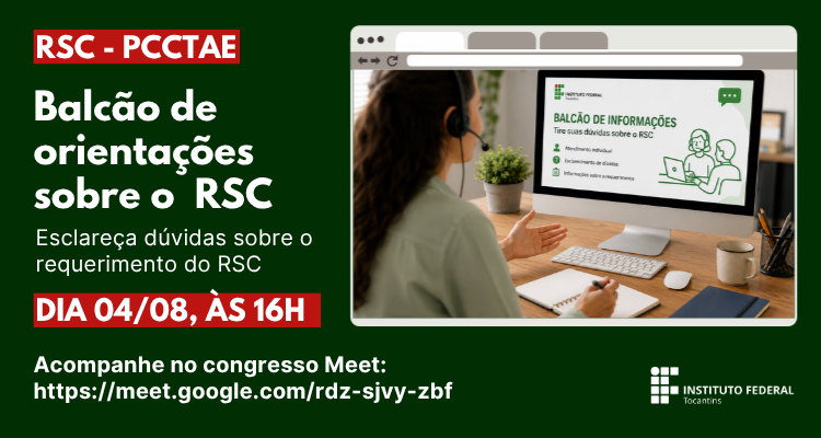Balcão de orientações e esclarecimentos de dúvidas sobre o RSC será nesta terça, 4
