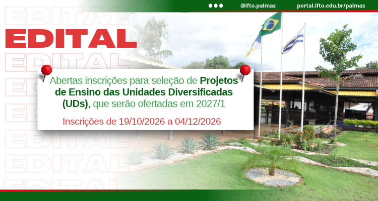 Campus Palmas abre seleção de projetos de ensino para 2027/1