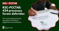 RSC-PCCTAE: 424 processos foram deferidos