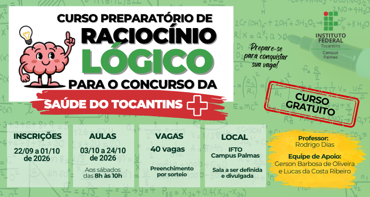 Inscrições abertas para o curso preparatório de raciocínio lógico para o concurso da saúde